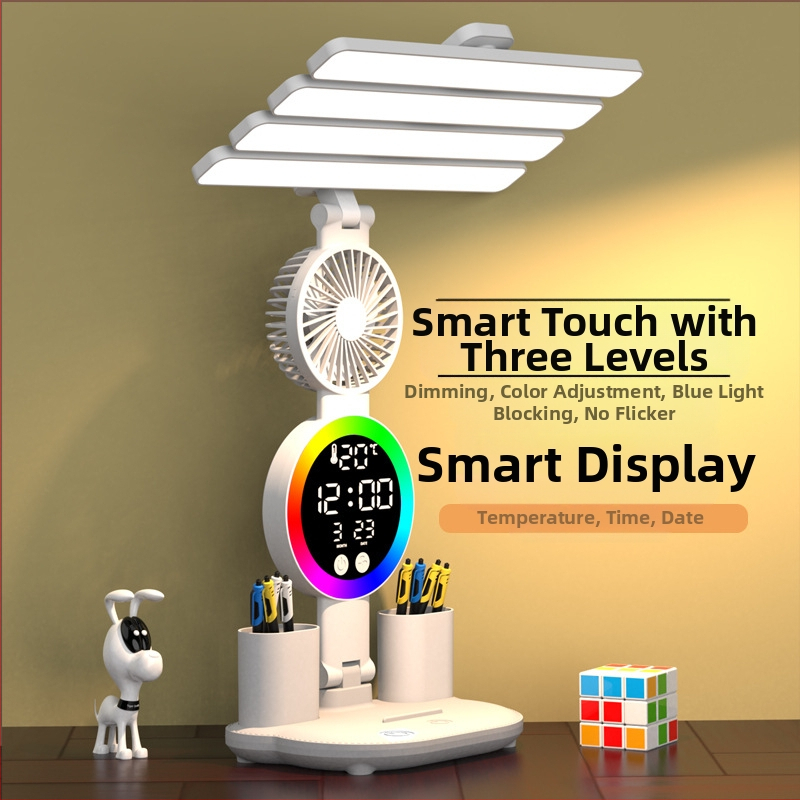 LED настолна лампа за защита на зрението, USB захранване, докосване за управление, светлина за учене и амбиентно осветление, модерен минималистичен стил