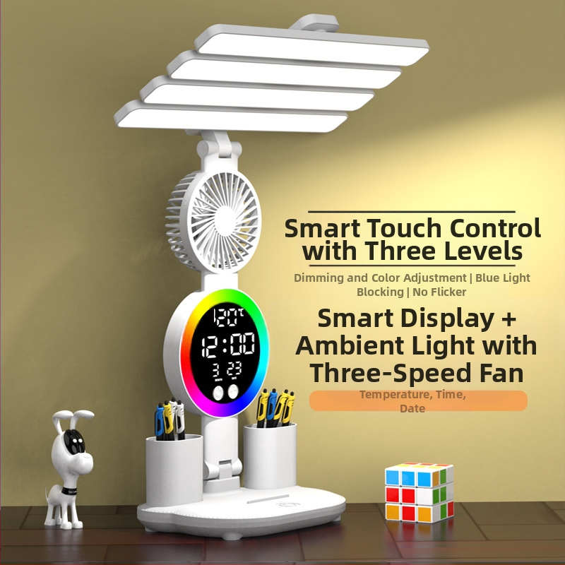 LED φωτιστικό γραφείου με προστασία ματιών, τροφοδοσία USB, έλεγχος αφής, φως μελέτης και φωτισμό περιβάλλοντος, μοντέρνο μινιμαλιστικό στυλ