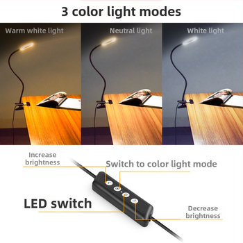 LED κλιπ-λαμπα γραφείου με προστασία ματιών, τηλεχειριστήριο, USB τροφοδοσία, νυχτερινό φως, μεταλλική σκιά, σύγχρονο μινιμαλιστικό σχέδιο, CE πιστοποιημένο