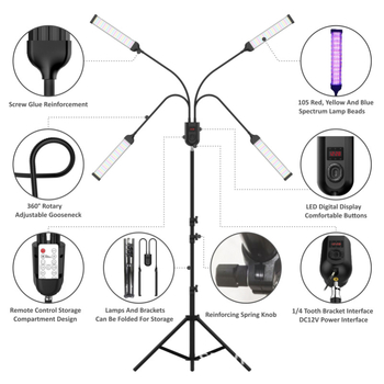Augalų augimo lemputė, sulankstoma, pilno spektro, sukulentams, 630 LED, 12V, Sanan Optoelectronics, modeliai GL-S4/GL-S6, tarnavimo laikas 30000 h