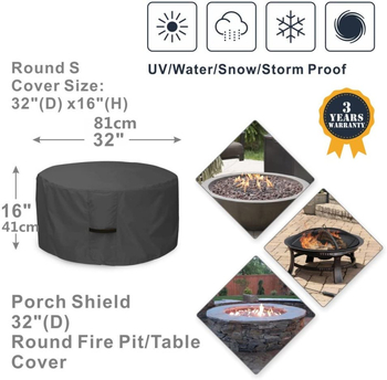 Apaļš uguns aizsargs vāks, 210D Oxford audums, ārējai lietošanai, pret vēju un putekļiem, piemērots griliem un brazieriem
