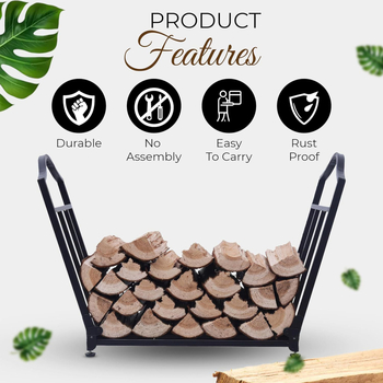 Τριών επιπέδων μεταλλικός ράφι για ξύλα, αναδιπλούμενος, πολλαπλών χρήσεων (Υλικό: σίδηρος; 3 επίπεδα; κατάλληλο για εξωτερικό κάμπινγκ και αποθήκευση στο σαλόνι)