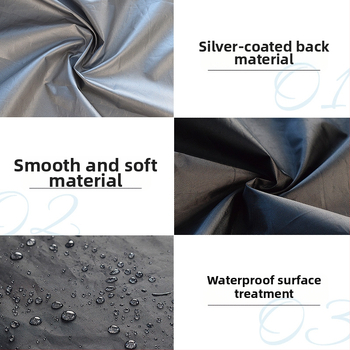Ārējais ūdensnecaurlaidīgais apkures aizsargs - sudraba pārklājuma poliestera tafta, pielāgojams, aizsardzība pret sniegu, sauli, lietus un putekļiem
