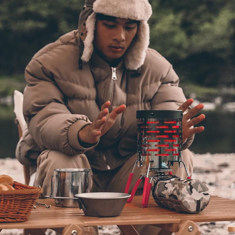 Mini kempinga apkures krāsns ar infrasarkano apkuri, nerūsējošais tērauds, rokas sildītājs, 120x145 mm