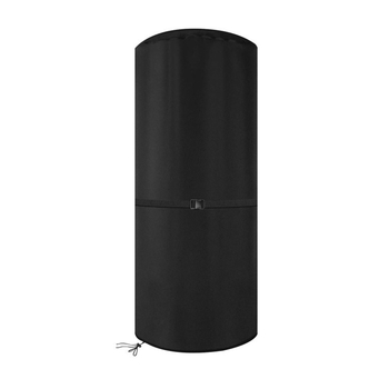 Lauko šildytuvo dangtis su apvalkine forma — apvali vertikali, atsparus vandeniui, saulės ir sniego poveikiui; 210D sidabro dengtas Oxford audinys; raištelių užsegimas; pakuotė 50 vnt