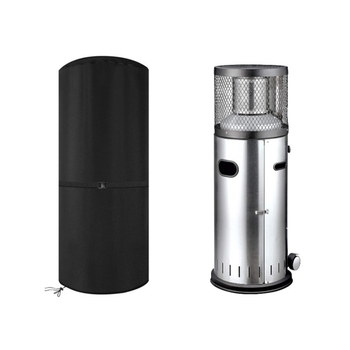 Lauko šildytuvo dangtis su apvalkine forma — apvali vertikali, atsparus vandeniui, saulės ir sniego poveikiui; 210D sidabro dengtas Oxford audinys; raištelių užsegimas; pakuotė 50 vnt