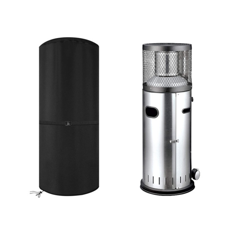 Lauko šildytuvo dangtis su apvalkine forma — apvali vertikali, atsparus vandeniui, saulės ir sniego poveikiui; 210D sidabro dengtas Oxford audinys; raištelių užsegimas; pakuotė 50 vnt