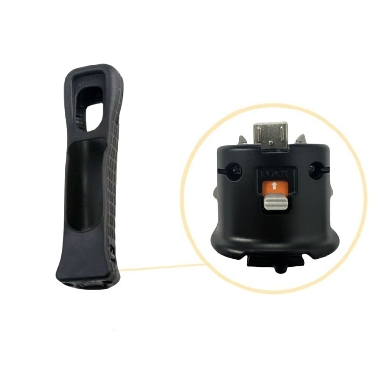 Wii ускорител за ръкохватка с Bluetooth връзка, USB интерфейс, ABS корпус, тегло 83 г, пакет включва акселератор и силиконов калъф