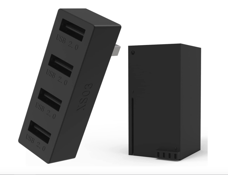 Xbox Series S USB docking stacija XS01 ar 4 USB 2.0 portiem, tieša pieslēgšana, ABS materiāls.