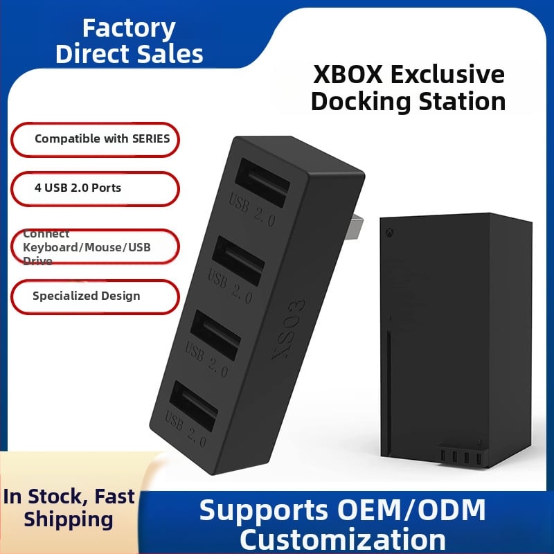 USB docking stanica pre Xbox Series S XS01 so 4 USB 2.0 porty, priame pripojenie, ABS materiál.