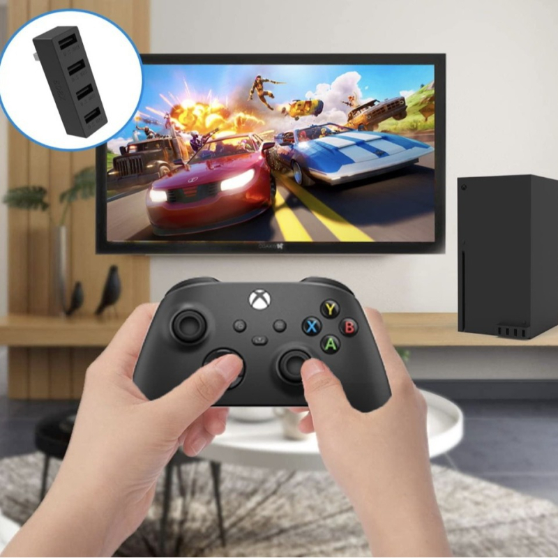 Xbox Series S USB docking stacija XS01 ar 4 USB 2.0 portiem, tieša pieslēgšana, ABS materiāls.