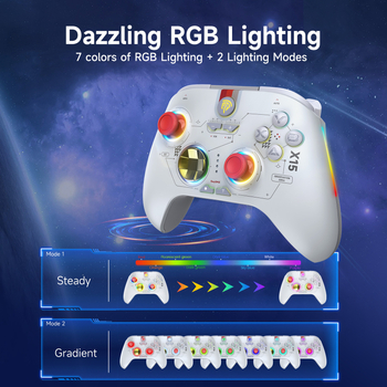 X15 Hall-ефект безжичен гейм контролер с RGB осветление, мултиплатформен, задни бутони с макро програмиране