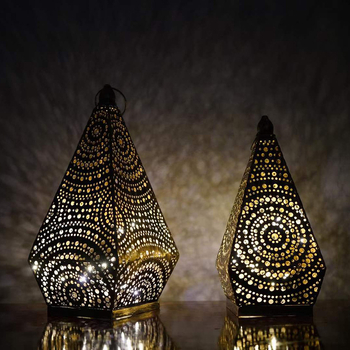 LED μαροκινό vintage γεωμετρικό σιδερένιο κηροστάτης-λαμπτήρας