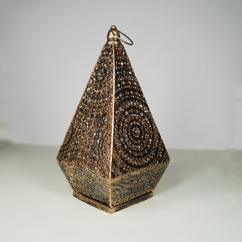 LED μαροκινό vintage γεωμετρικό σιδερένιο κηροστάτης-λαμπτήρας