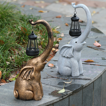 Congxuan статуя на слон с фенер от смола, соларно осветление, градински декор в модерен минималистичен стил