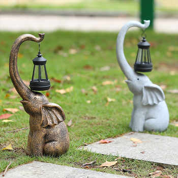 Congxuan статуя на слон с фенер от смола, соларно осветление, градински декор в модерен минималистичен стил