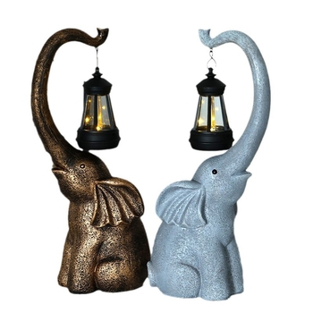 Congxuan статуя на слон с фенер от смола, соларно осветление, градински декор в модерен минималистичен стил