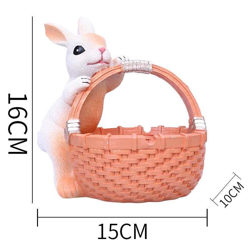Dervos dekoracinė figūrėlė namams: triušis bambukiniame krepšyje Kinų Valentino dienai