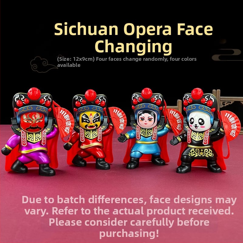 Пластмасова декоративна фигура с промяна на лицето, вдъхновена от Сичуаньска опера, китайски стил (Материал: пластмаса; Стил: китайски; Производствен процес: инжекционно формована; Дизайн: промяна на лицето; За настолна декорация)