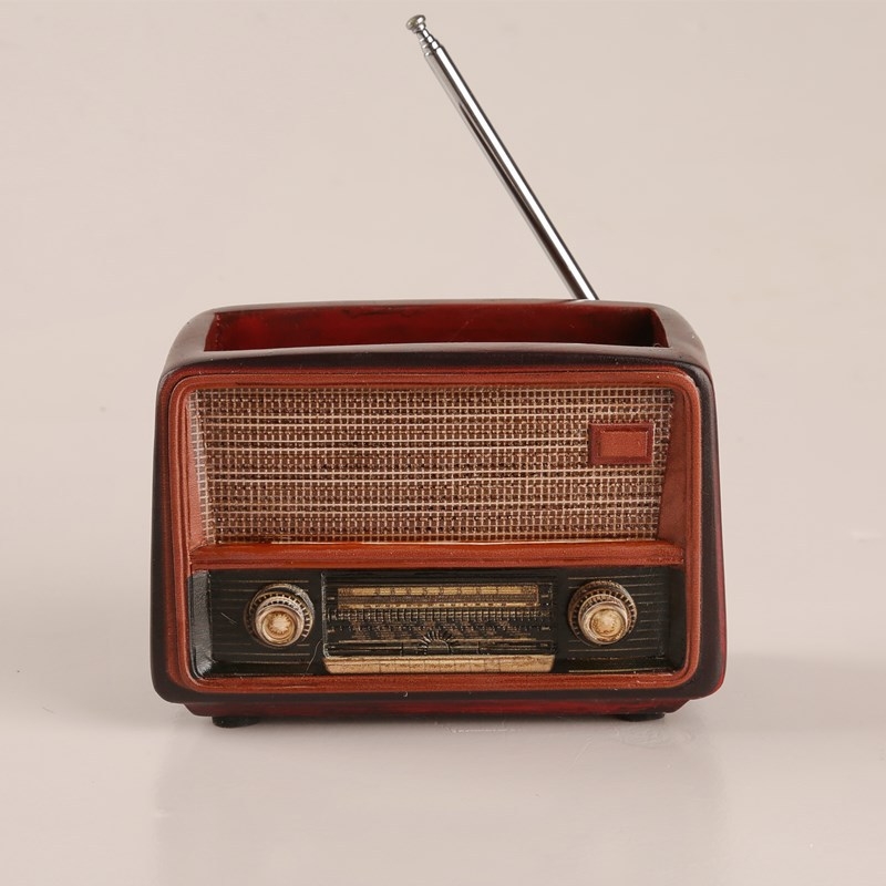 Yi rășină: ornament în formă de radio retro, ghiveci decorativ pentru casă, multifuncțional