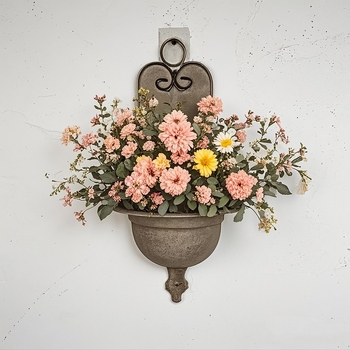 Vintage pastoral stiliaus pakabinamas gėlių puodas – metalinis, rankų darbo, Dezun