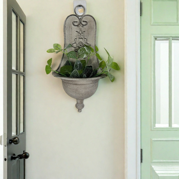 Vintage pastoral stiliaus pakabinamas gėlių puodas – metalinis, rankų darbo, Dezun