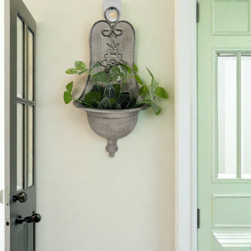 Vintage pastoral stiliaus pakabinamas gėlių puodas – metalinis, rankų darbo, Dezun