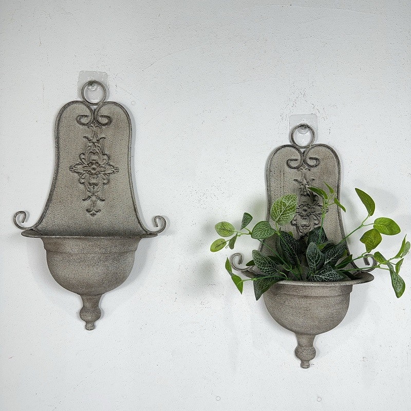 Vintage pastoral stiliaus pakabinamas gėlių puodas – metalinis, rankų darbo, Dezun
