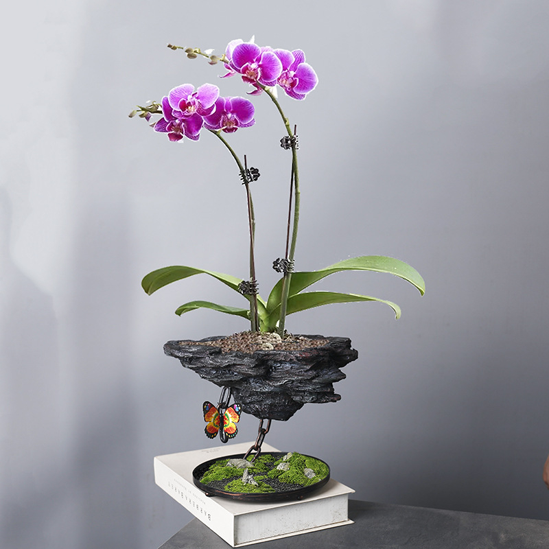 Ghiveci din rășină cu design din fier forjat pentru suspendare, potrivit pentru birou și casă – pentru așezat pe birou, pe podea sau ca element suspendat