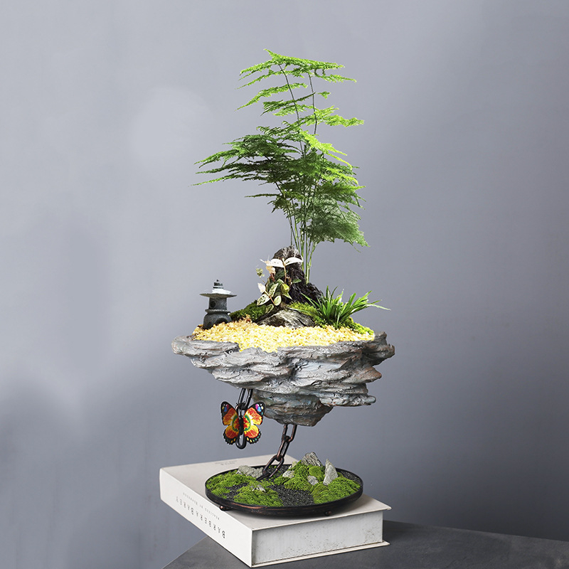 Ghiveci din rășină cu design din fier forjat pentru suspendare, potrivit pentru birou și casă – pentru așezat pe birou, pe podea sau ca element suspendat