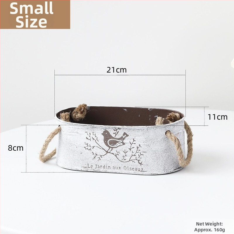 Željezna saksija s motivom ptice, Vintage konopljino uže za pohranu, pogodna za sukulente i zelene biljke, pastoralni stil