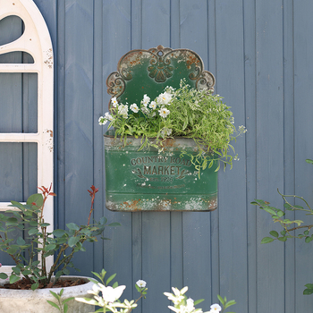 Σιδερένιο κρεμαστό γλαστάκι τοίχου κήπου – αποθήκευση και οργάνωση, ευρωπαϊκό ρετρό στυλ διακόσμησης οικίας