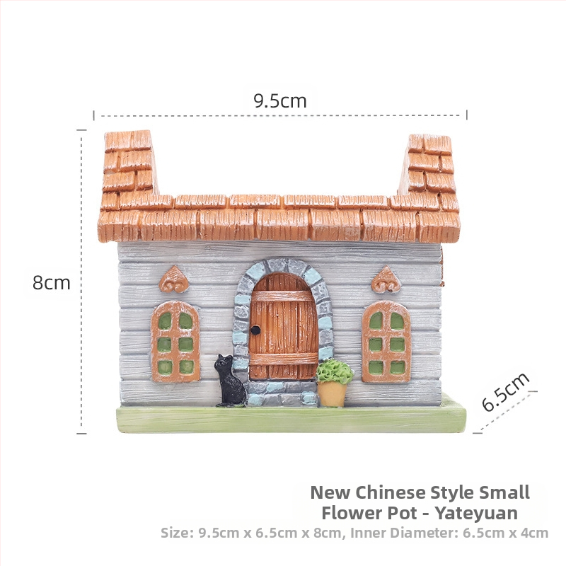 Ghiveci de birou din rășină pentru suculente, stil chinezesc țărănesc – design, decorațiuni din rășină, ambalare din carton