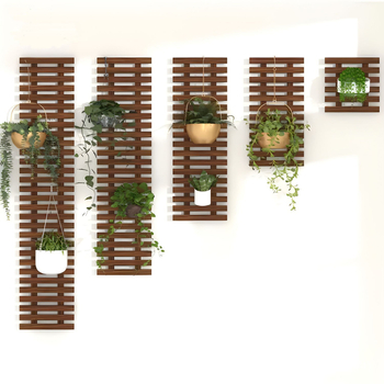 Δύο επιπέδων επιτοίχιο ράφι φυτών από ξύλο/μπαμπού, πολλαπλών χρήσεων, αντιδιαβρωτικό