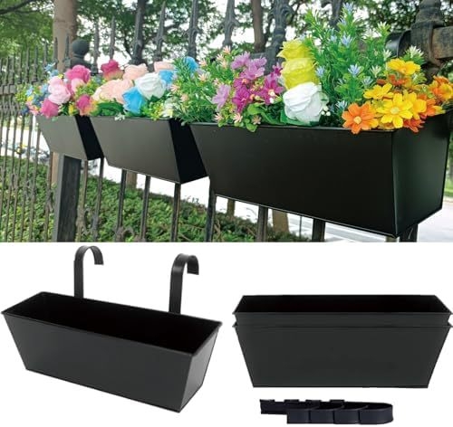 Metalo gėlių vazonas turėklams, kvėpuojantis dizainas, pastatomas ant grindų, namų sodo reikmėms