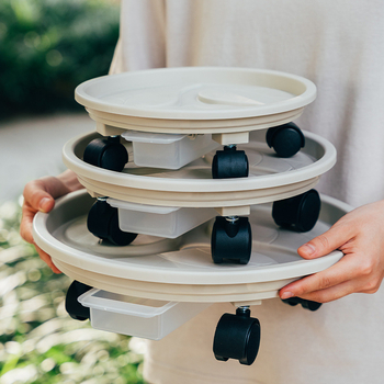 Judantis vazonų padėklas su ratukais ir vandens rezervuaru, iš plastiko, gaminamas injekciniu formavimu