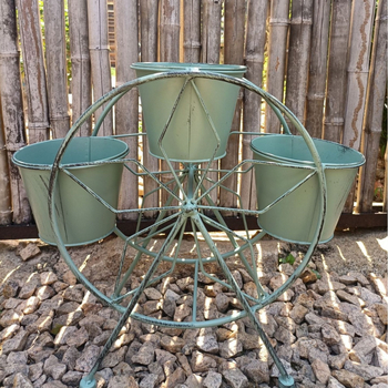 Lauko gėlių vazonų laikiklis iš kalto plieno, grindinis dizainas Ferris rato