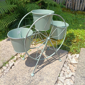 Lauko gėlių vazonų laikiklis iš kalto plieno, grindinis dizainas Ferris rato