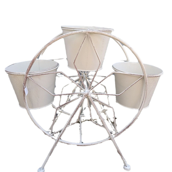 Lauko gėlių vazonų laikiklis iš kalto plieno, grindinis dizainas Ferris rato