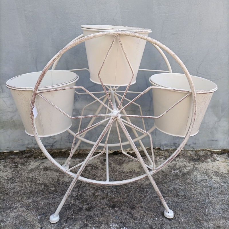 Lauko gėlių vazonų laikiklis iš kalto plieno, grindinis dizainas Ferris rato