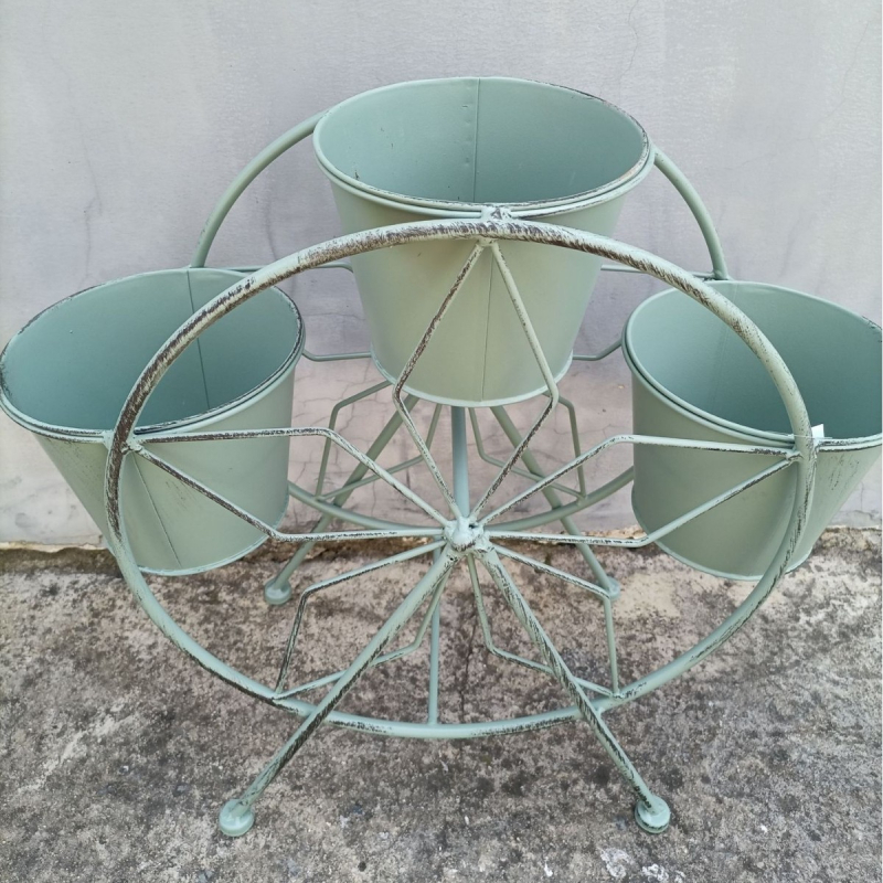 Lauko gėlių vazonų laikiklis iš kalto plieno, grindinis dizainas Ferris rato