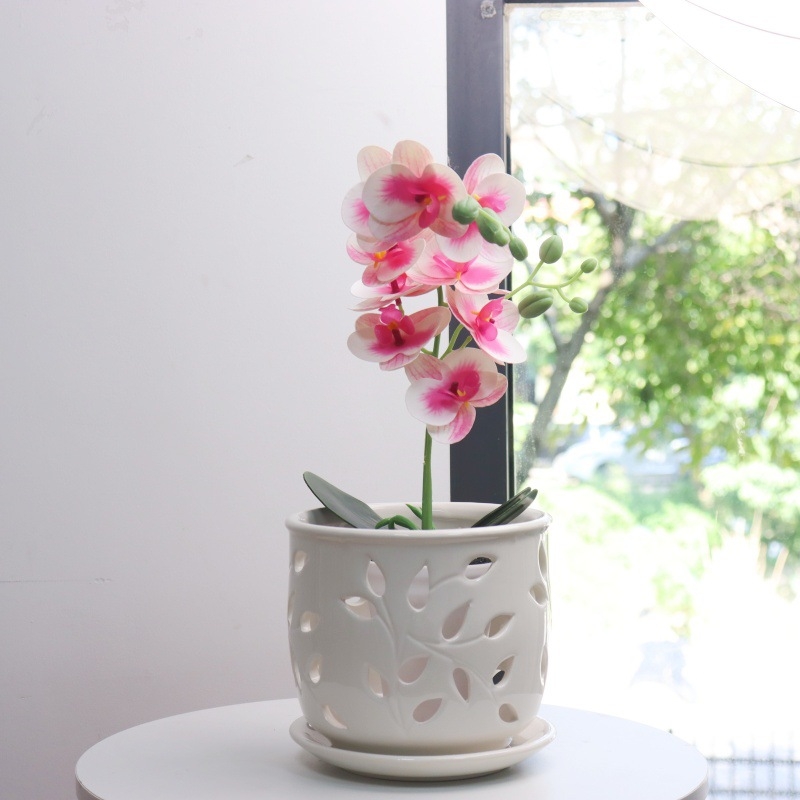 Keraminė gėlių vazonas su glazūra, skirtas stalui arba grindims, kvėpuojantis, atsparus korozijai, tvirtas