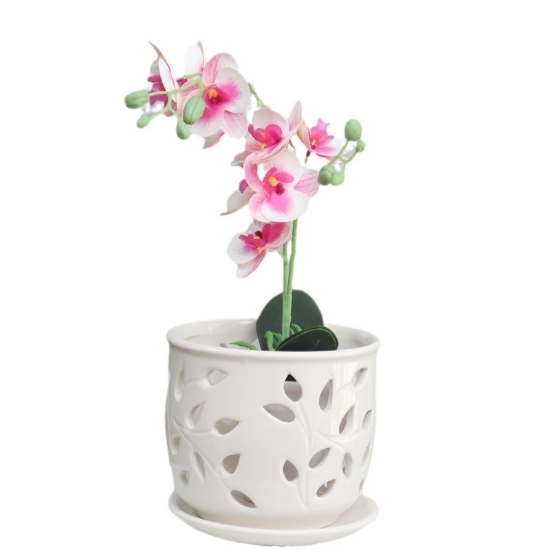 Keraminė gėlių vazonas su glazūra, skirtas stalui arba grindims, kvėpuojantis, atsparus korozijai, tvirtas