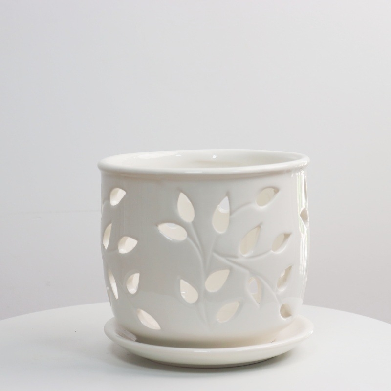 Keraminė gėlių vazonas su glazūra, skirtas stalui arba grindims, kvėpuojantis, atsparus korozijai, tvirtas