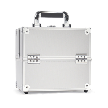 Aliuminio lydinio kosmetikos dėklas su užraktu, ultralengvas, vienos krypties ratuku, didelė talpa grožiui ir manikiūrui