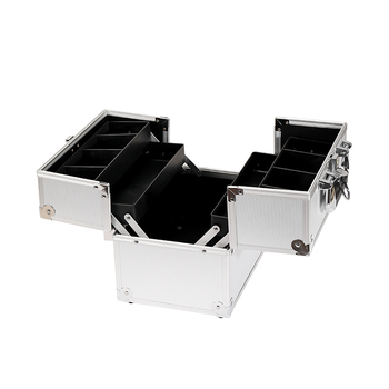 Aliuminio lydinio kosmetikos dėklas su užraktu, ultralengvas, vienos krypties ratuku, didelė talpa grožiui ir manikiūrui