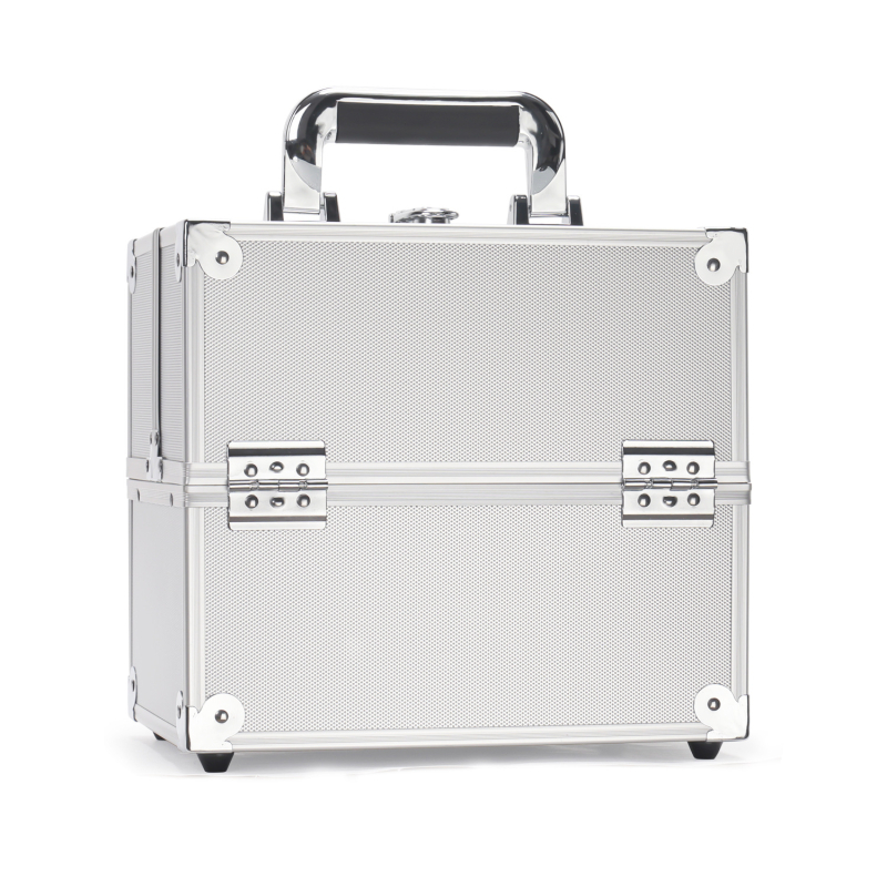 Aliuminio lydinio kosmetikos dėklas su užraktu, ultralengvas, vienos krypties ratuku, didelė talpa grožiui ir manikiūrui