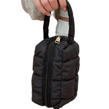 Poliesterinis makiažo ir raštinės maišelis, horizontalaus kvadrato formos, užtrauktukas, vidinė kišenė mobiliam telefonui, miesto minimalistinis stilius