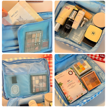 Платнен несесер за козметика с раздели за пътуване, ултралек дамски козметичен калъф