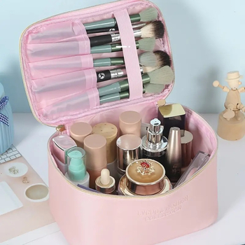 PU кожена козметична чанта, корейски стил, голям капацитет, водоустойчива, за пътуване